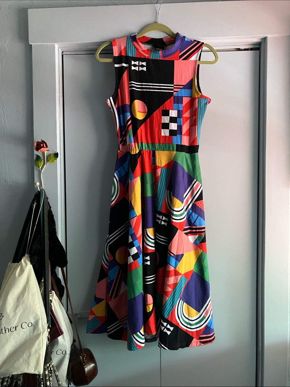 Nooworks Dahlia Ansley Geometric Print Dress M NWOT